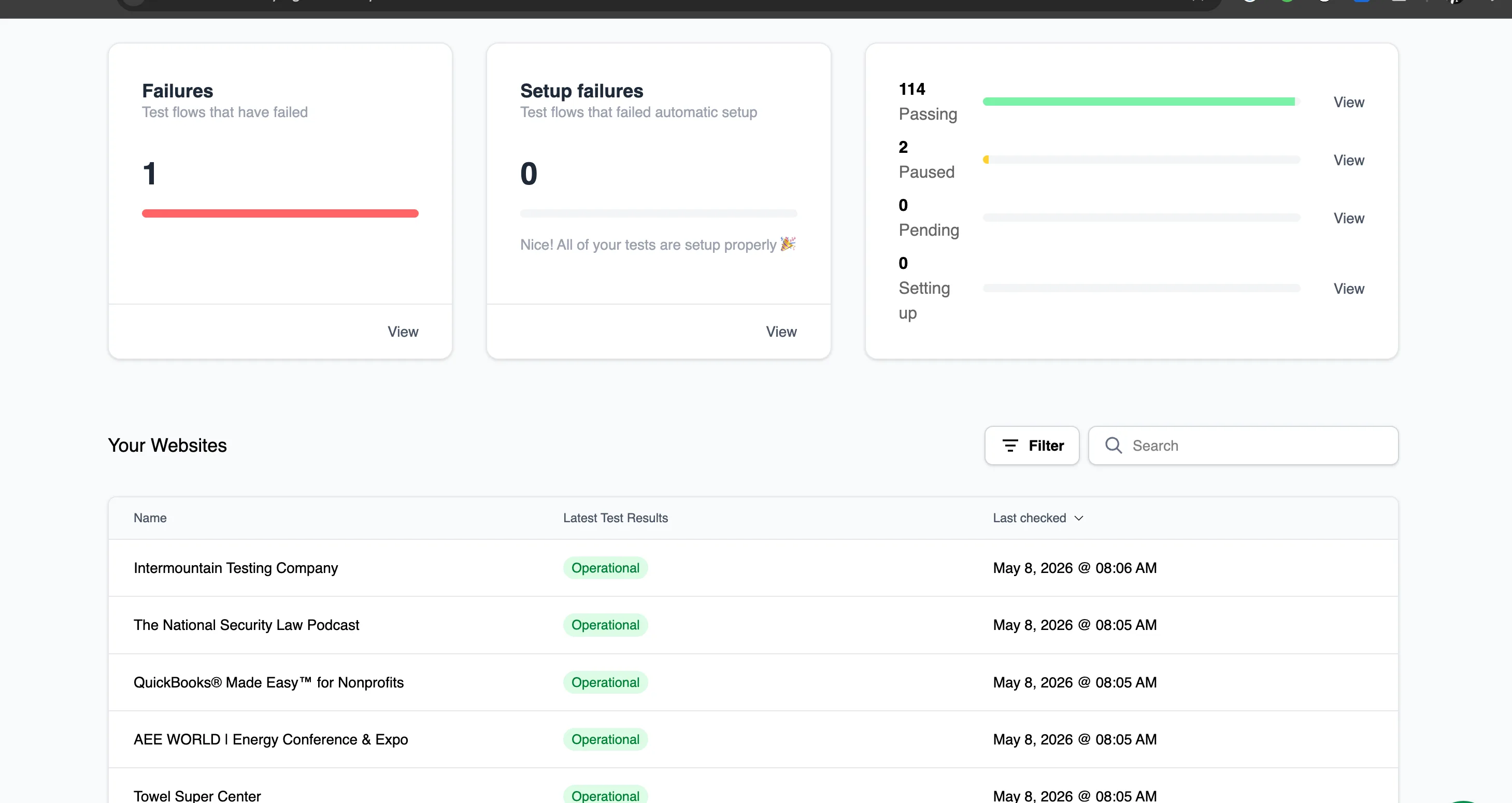 Automated end-to-end testing and monitoring service that continuously verifies critical user journeys on production websites — checkout flows, forms, logins — and alerts teams the moment something breaks.